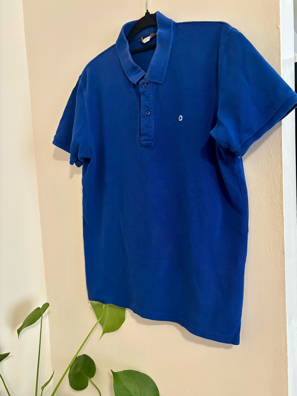 Men’s Slim Fit Polo Shirt in Cobalt Blue - Picture 2 of 3